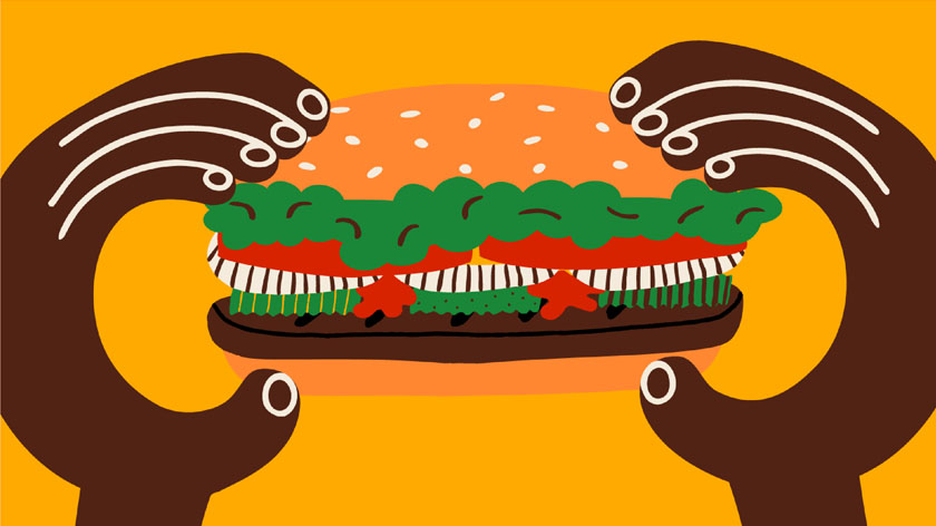 Burger King Rebranding: 4 Things to look out as a designer 15 Burger King illustration of eating a burger